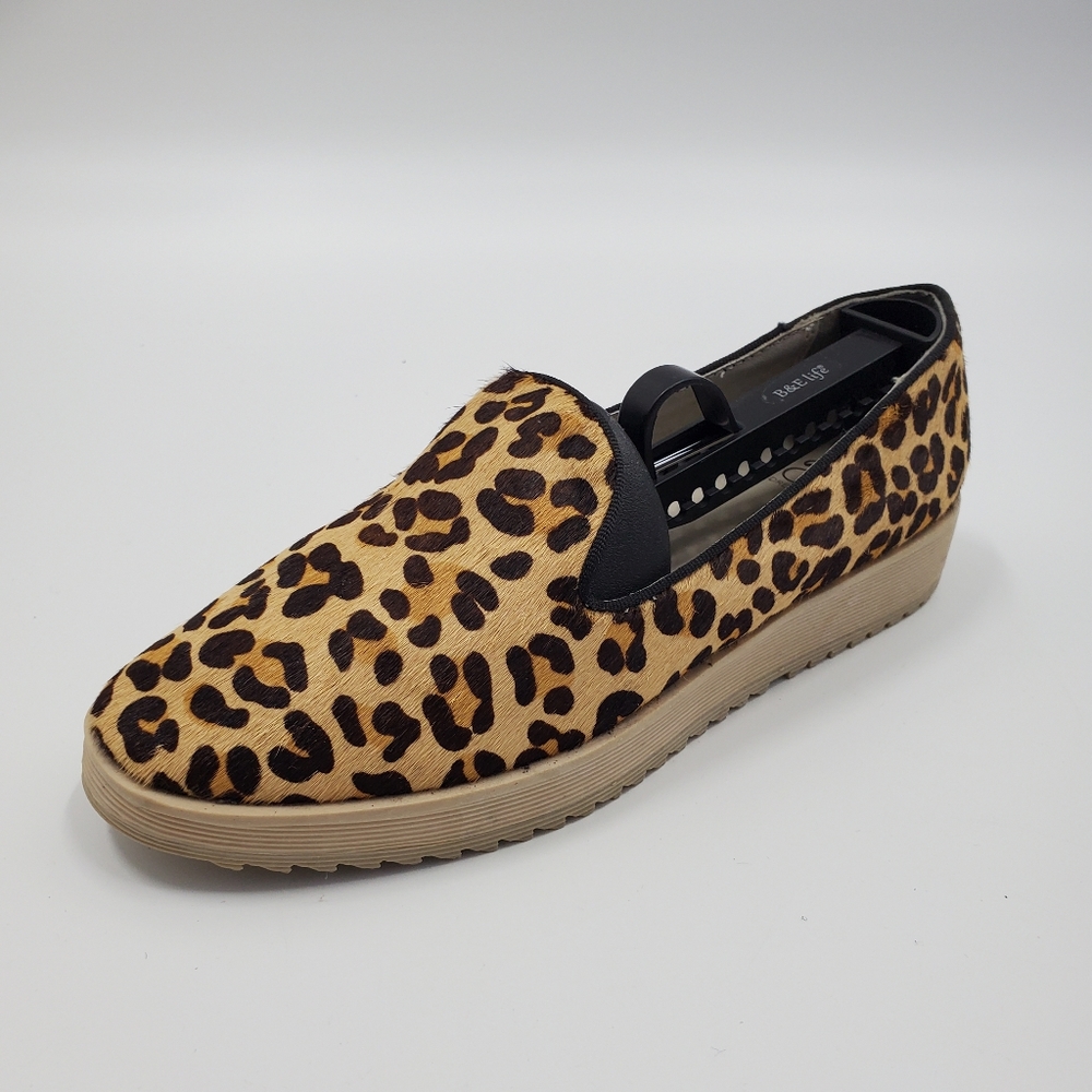 Andrew Stevens Fur Leopard Print Slip On Shoe Left